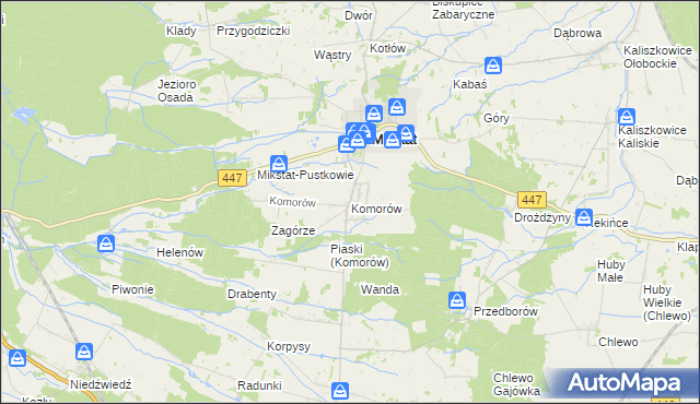 mapa Komorów gmina Mikstat, Komorów gmina Mikstat na mapie Targeo