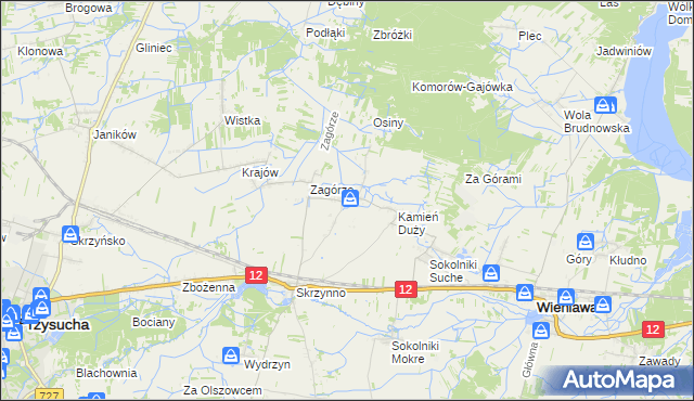 mapa Komorów gmina Wieniawa, Komorów gmina Wieniawa na mapie Targeo