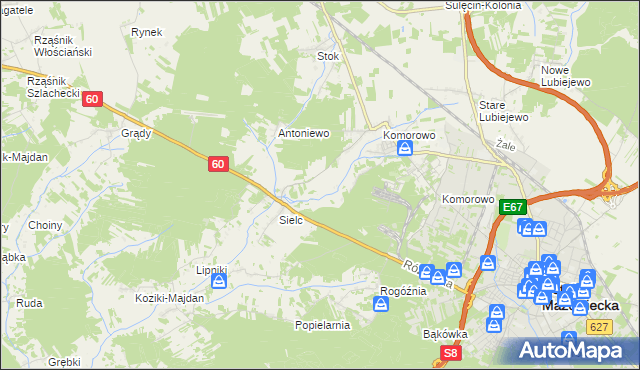 mapa Komorowo-Kolonia, Komorowo-Kolonia na mapie Targeo