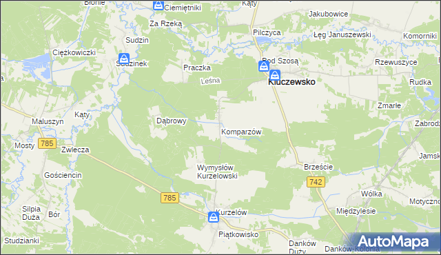 mapa Komparzów, Komparzów na mapie Targeo