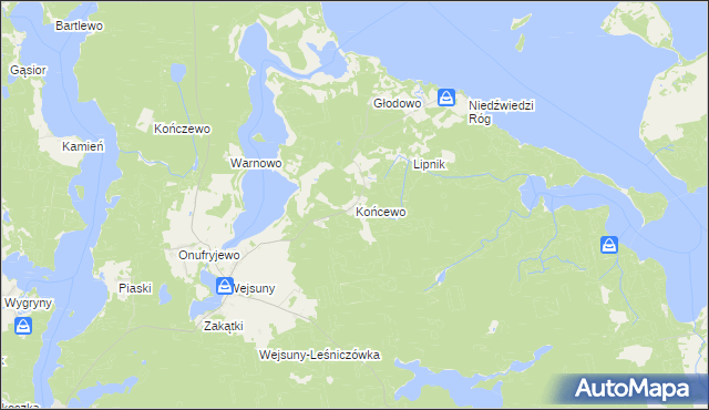mapa Końcewo, Końcewo na mapie Targeo