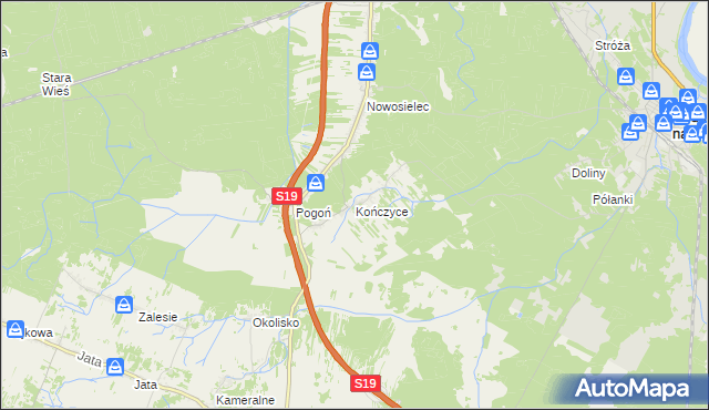 mapa Kończyce gmina Nisko, Kończyce gmina Nisko na mapie Targeo