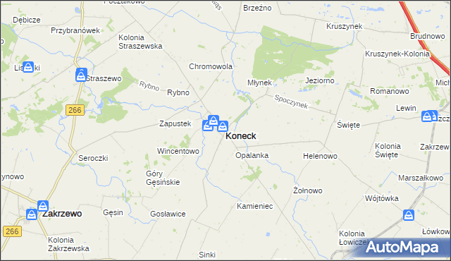 mapa Koneck, Koneck na mapie Targeo