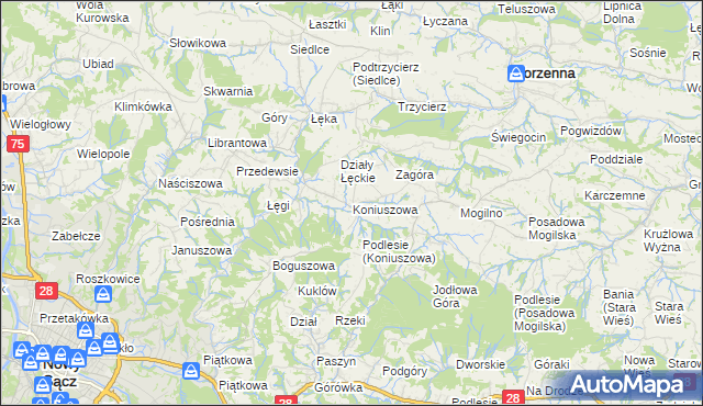 mapa Koniuszowa, Koniuszowa na mapie Targeo