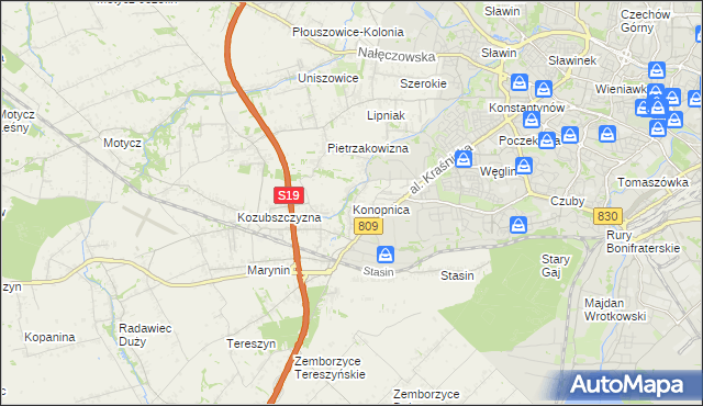 mapa Konopnica powiat lubelski, Konopnica powiat lubelski na mapie Targeo