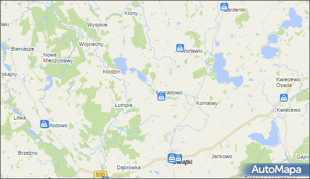 mapa Konradowo gmina Świątki, Konradowo gmina Świątki na mapie Targeo