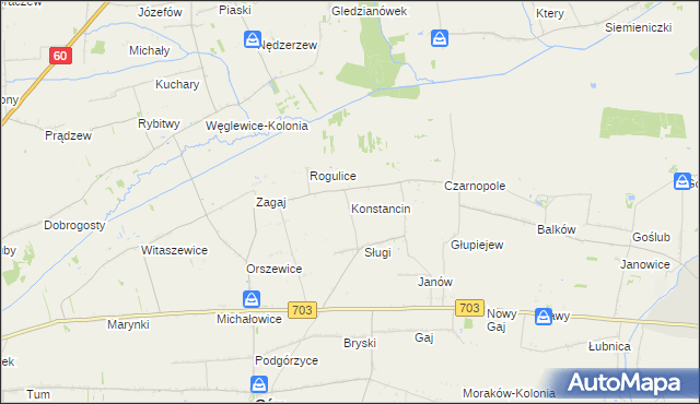mapa Konstancin gmina Góra Świętej Małgorzaty, Konstancin gmina Góra Świętej Małgorzaty na mapie Targeo