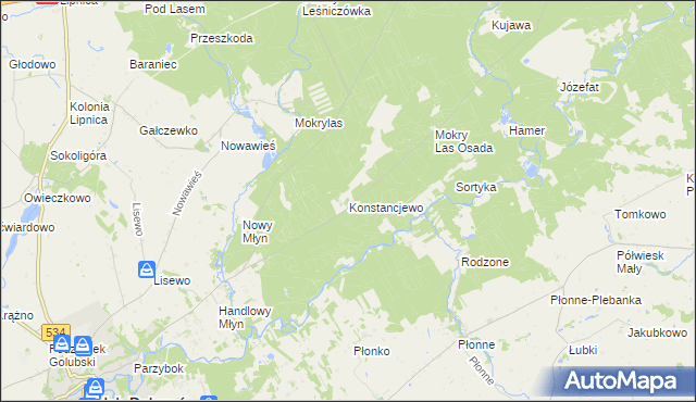 mapa Konstancjewo, Konstancjewo na mapie Targeo