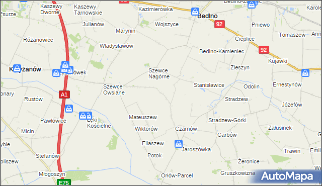 mapa Konstantynów gmina Bedlno, Konstantynów gmina Bedlno na mapie Targeo