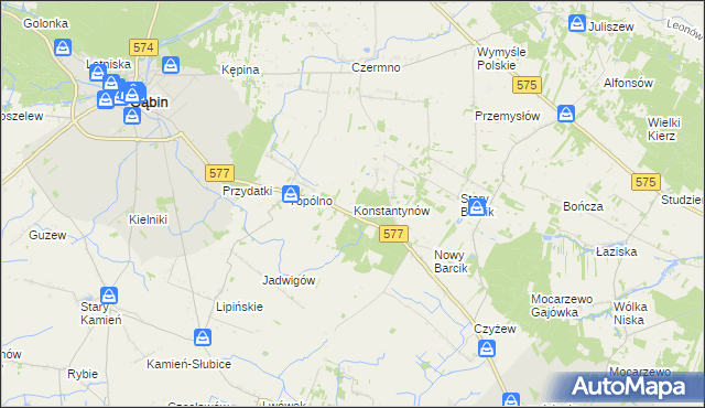 mapa Konstantynów gmina Gąbin, Konstantynów gmina Gąbin na mapie Targeo