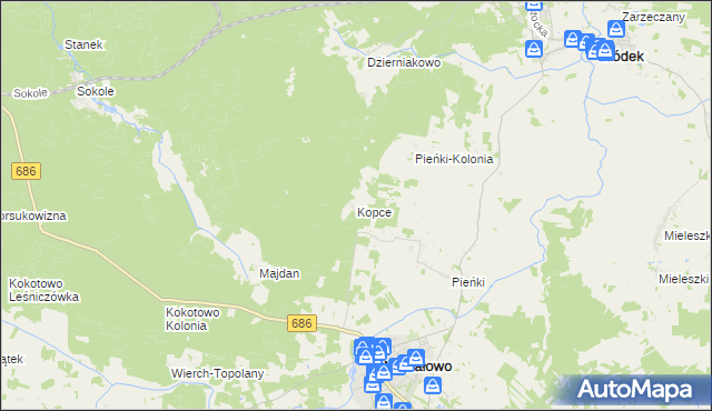 mapa Kopce gmina Michałowo, Kopce gmina Michałowo na mapie Targeo
