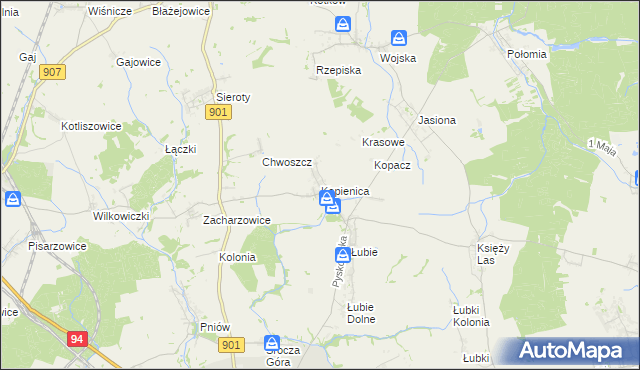 mapa Kopienica, Kopienica na mapie Targeo