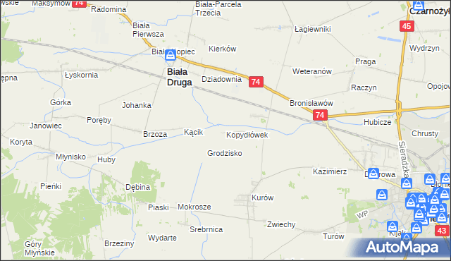 mapa Kopydłówek, Kopydłówek na mapie Targeo