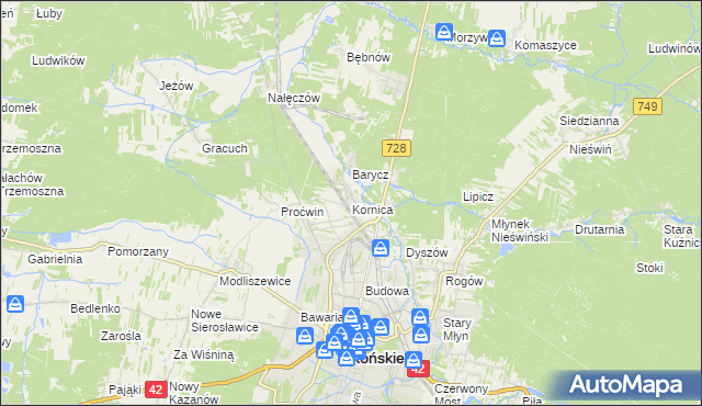 mapa Kornica, Kornica na mapie Targeo