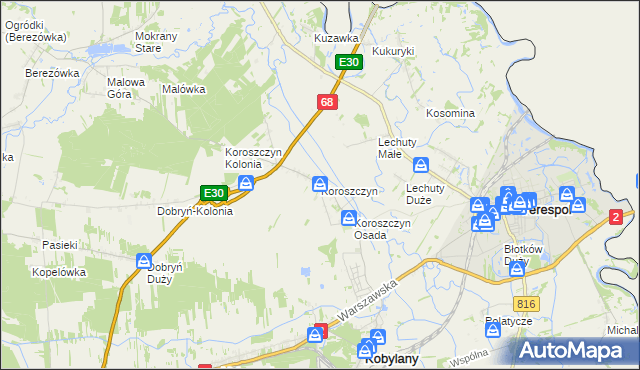 mapa Koroszczyn, Koroszczyn na mapie Targeo