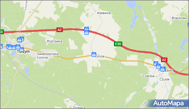 mapa Koryta gmina Torzym, Koryta gmina Torzym na mapie Targeo