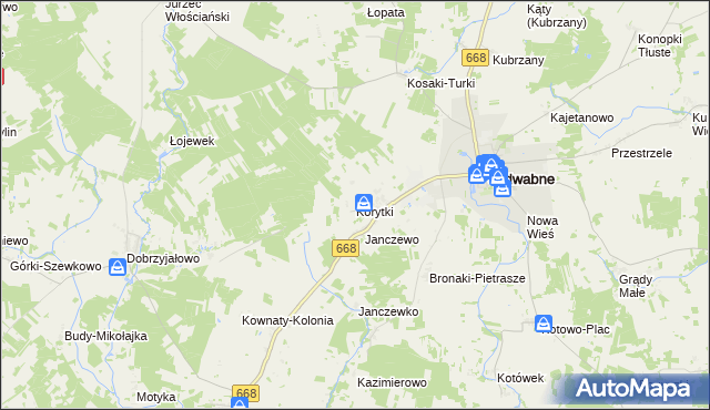 mapa Korytki gmina Jedwabne, Korytki gmina Jedwabne na mapie Targeo