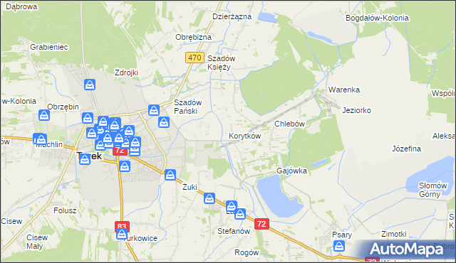 mapa Korytków gmina Turek, Korytków gmina Turek na mapie Targeo