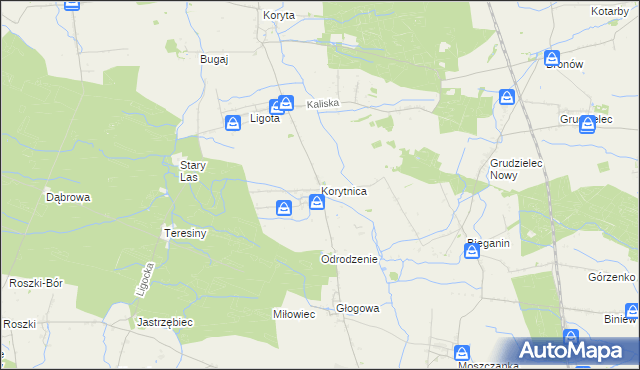 mapa Korytnica gmina Raszków, Korytnica gmina Raszków na mapie Targeo