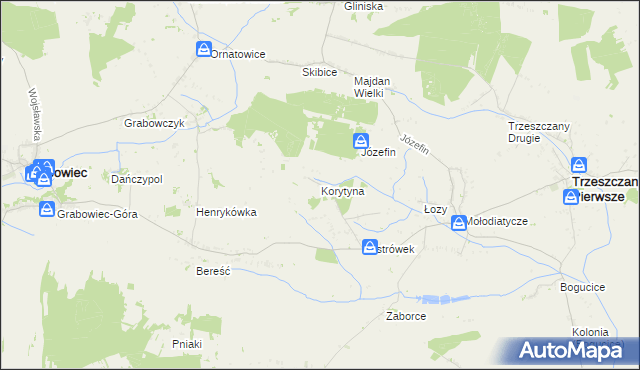 mapa Korytyna, Korytyna na mapie Targeo