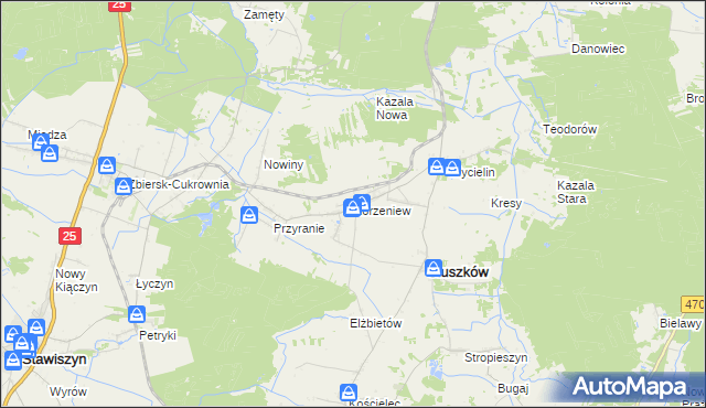 mapa Korzeniew, Korzeniew na mapie Targeo