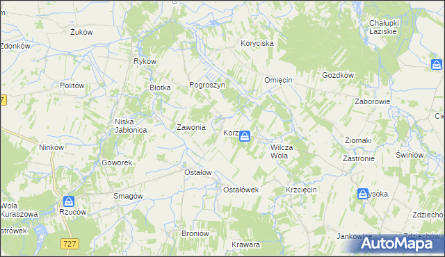 mapa Korzyce, Korzyce na mapie Targeo