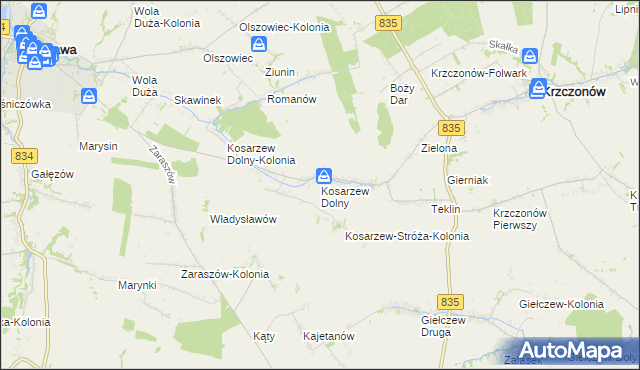 mapa Kosarzew Dolny, Kosarzew Dolny na mapie Targeo