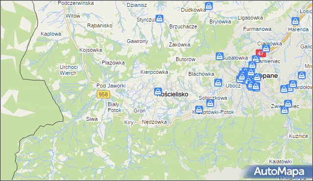 mapa Kościelisko, Kościelisko na mapie Targeo