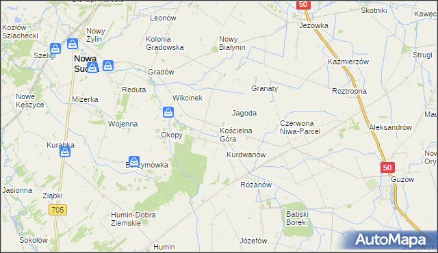 mapa Kościelna Góra, Kościelna Góra na mapie Targeo