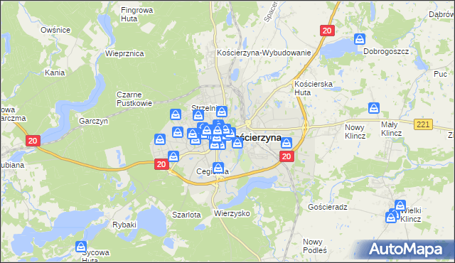 mapa Kościerzyna, Kościerzyna na mapie Targeo