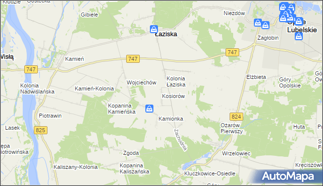 mapa Kosiorów gmina Łaziska, Kosiorów gmina Łaziska na mapie Targeo