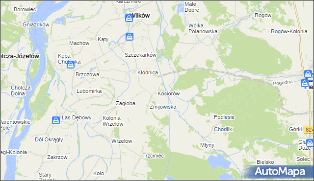 mapa Kosiorów gmina Wilków, Kosiorów gmina Wilków na mapie Targeo