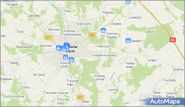 mapa Kosów-Hulidów, Kosów-Hulidów na mapie Targeo