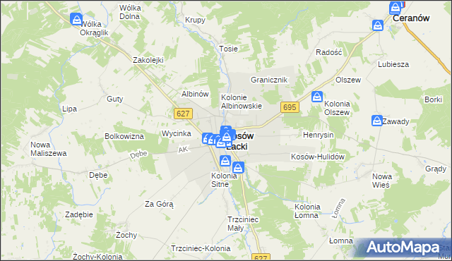 mapa Kosów Lacki, Kosów Lacki na mapie Targeo