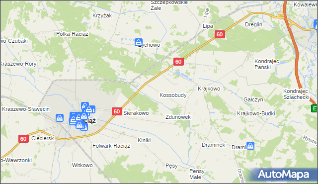 mapa Kossobudy, Kossobudy na mapie Targeo