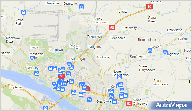 mapa Kostrogaj, Kostrogaj na mapie Targeo
