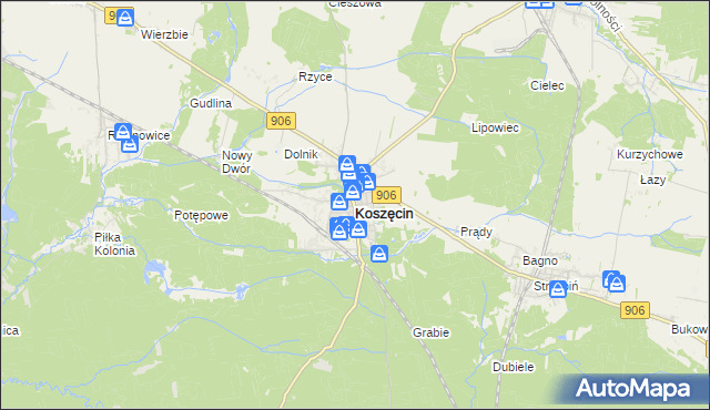 mapa Koszęcin powiat lubliniecki, Koszęcin powiat lubliniecki na mapie Targeo