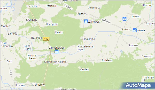 mapa Koszelewska Łąka, Koszelewska Łąka na mapie Targeo