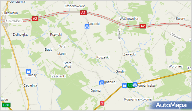 mapa Koszeliki, Koszeliki na mapie Targeo