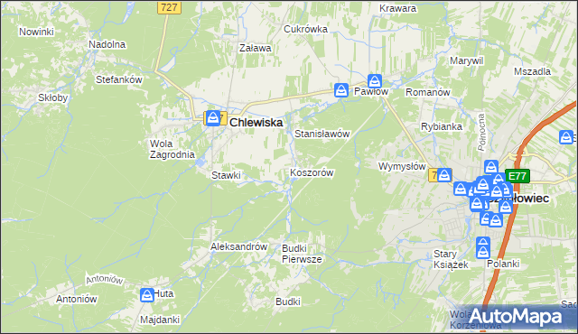 mapa Koszorów, Koszorów na mapie Targeo