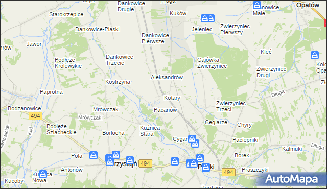 mapa Kotary, Kotary na mapie Targeo