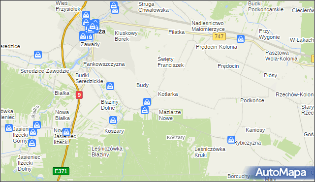 mapa Kotlarka gmina Iłża, Kotlarka gmina Iłża na mapie Targeo