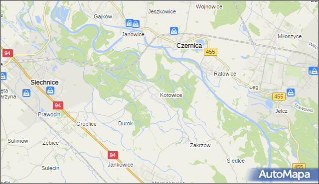 mapa Kotowice gmina Siechnice, Kotowice gmina Siechnice na mapie Targeo