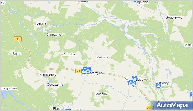 mapa Kotowo gmina Dębnica Kaszubska, Kotowo gmina Dębnica Kaszubska na mapie Targeo