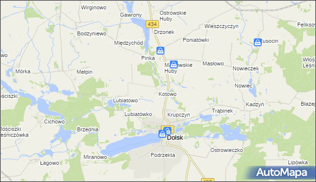 mapa Kotowo gmina Dolsk, Kotowo gmina Dolsk na mapie Targeo