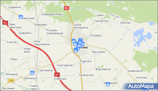 mapa Kowal, Kowal na mapie Targeo