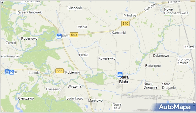 mapa Kowalewko gmina Stara Biała, Kowalewko gmina Stara Biała na mapie Targeo