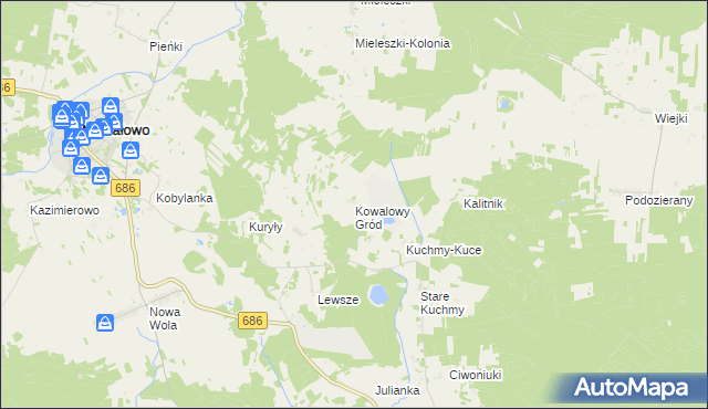 mapa Kowalowy Gród, Kowalowy Gród na mapie Targeo