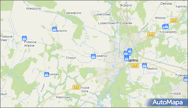 mapa Kowańcz, Kowańcz na mapie Targeo