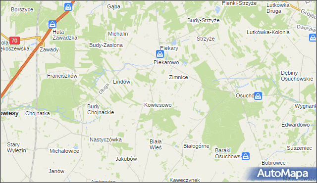 mapa Kowiesy gmina Mszczonów, Kowiesy gmina Mszczonów na mapie Targeo